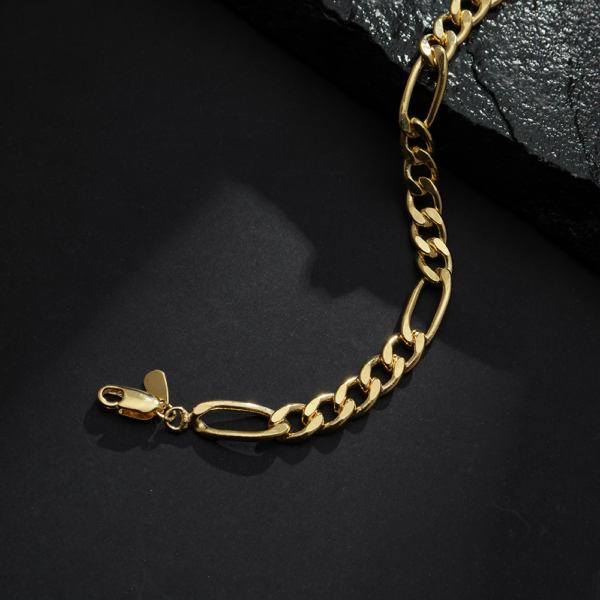 Pulseira Dourada Masculina Elo 5 por 1 - Imagem 3