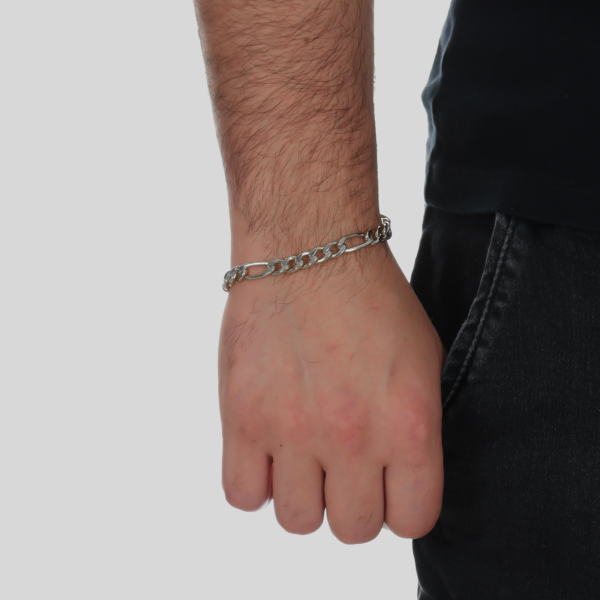 Pulseira Prateada Masculina Elo 5 por 1 - Imagem 2